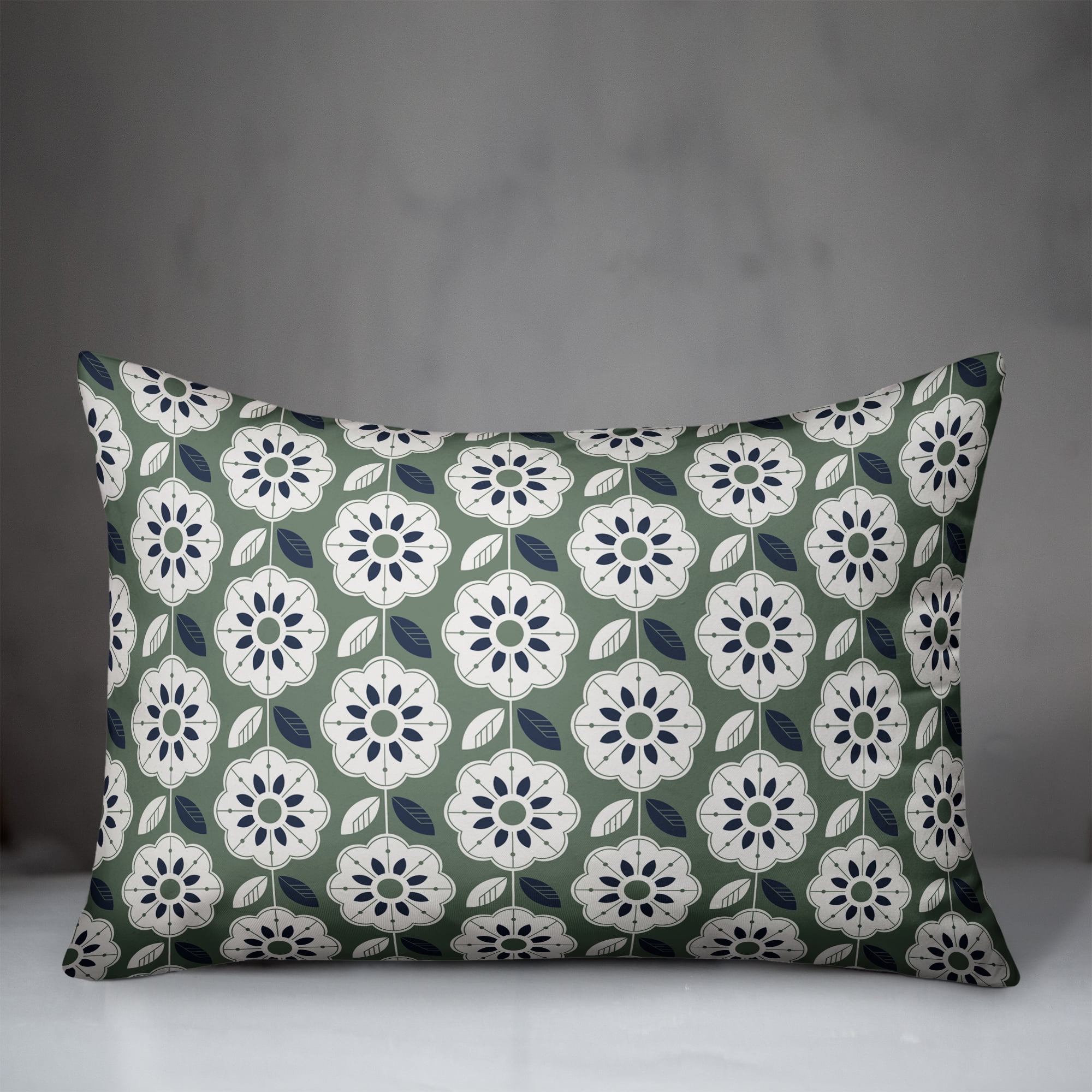 Creative Products Green Navy Mod Pattern 14x20 Indoor / Outdoor Pillow