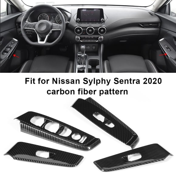 Lift 4pcs Patrón de Fibra de Carbono Ventana del Panel de Elevación Cubierta de la Cubierta de la Cubierta para el Ajuste de la Cubierta para Sylphy Sentra 2020