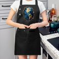 thumbnail image 2 of 2 Pack Adjustable Bib Apron with Earth Illustration & Decorative Border 2 Pockets Perfect for Cooking & Chef Use for Men & Women, 2 of 6