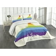 thumbnail image 3 of Ambesonne Rainbow Quilted Bedspread Set 3 Pcs, Grungy Thumbs up Art, King Size, Multicolor, 3 of 5