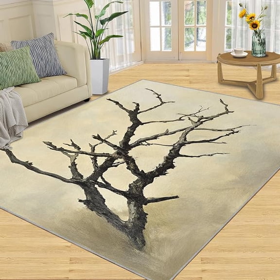 Trees Rugs, Black Trees Area Rug, Branches Rugs for Bedroom, Washable Rug, Low-Pile & Non Slip, Indoor Carpet & Living Room Decor 3 x 5ft