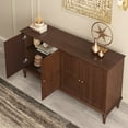 thumbnail image 6 of CBJCBJ Mid-Century 58'' Wood 4 Door Sideboard Buffet Cabinet for Living Dining & Bedroom (Brown), 6 of 12