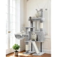 thumbnail image 1 of Cat Tree, Cat Tower for Indoor Cats with Scratching Post for Small Cats and Kittens, Cat House with Removable Top Platform and Fluffy Balls, Hanging Cat Basket, Light Gray, 1 of 9