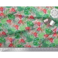 thumbnail image 2 of Soimoi Rayon Fabric Tropical Leaves & Flamingo Bird Print Fabric by The Yard 56 Inch Wide, 2 of 3