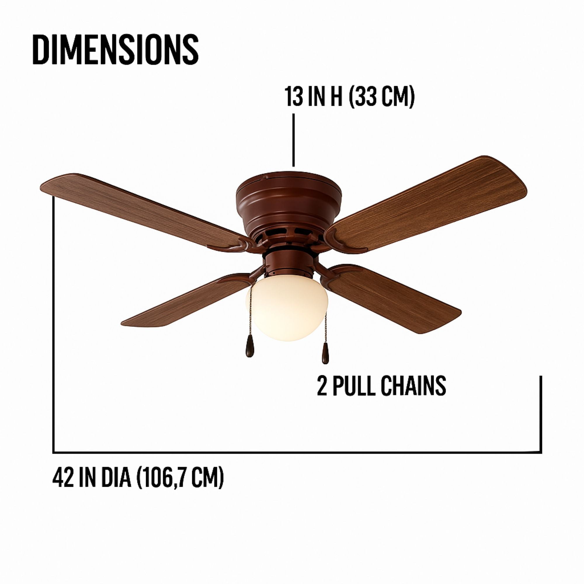 Mainstays 42 inch Hugger Indoor Ceiling Fan with Oil Rubbed Bronze Finish