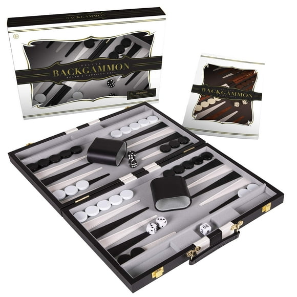 Set de backgammon Crazy Games Classic con funda de piel de 38 cm