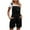 Black, variant on BLTIBY Womens Jumpsuits Summer Jeans Elastic Waist Long Bib Pants Solid Color Adjustable Button Double Shoulder Straps with Pockets Wide Leg Denim Overalls Fashion Casual Sleeveless Romper