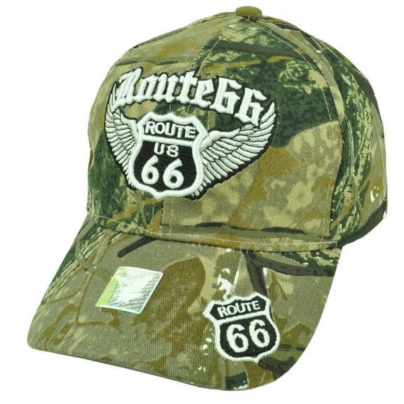 Historic Route 66 US First Highway Camouflage Camo Hat Cap Road Wings Sign