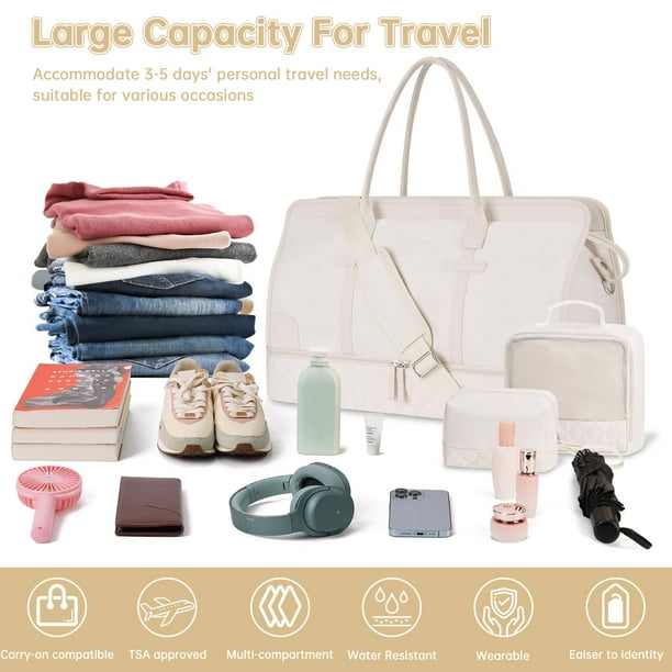 Bolsa de viaje Weekender ETRONIK para mujer, talla XL, color beige