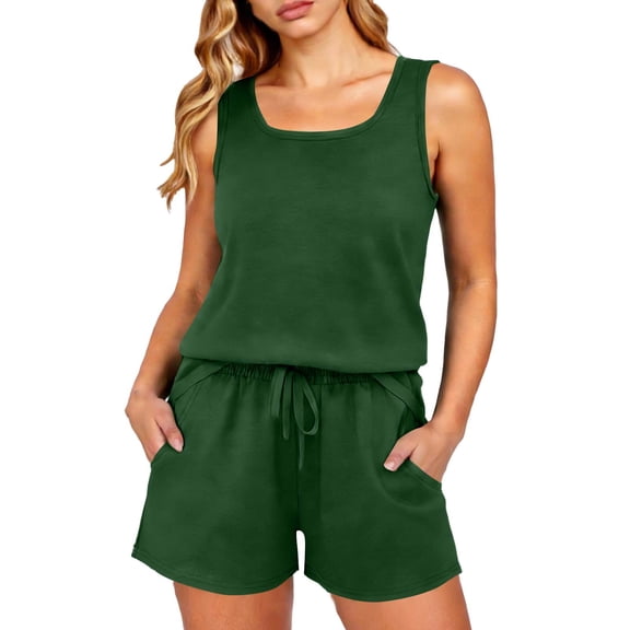 yillto Women Shorts Sets 2 Piece Sleeveless Tank Tops and Lounge Shorts with Pockets Summer Tracksuit