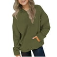 thumbnail image 2 of Delliss Girls' Fall Simple Hooded Baggy Casual Solid Color Top With Pocket, 2 of 9