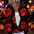 thumbnail image 5 of Halloween Cardigan Sweaters for Women Cute Halloween Party Graphic Womens Sweaters Cardigan Open Knit Utton Down Cropped Long Sleeve Fall Trendy Plus Size Sweatshirt Tops Black S, 5 of 7