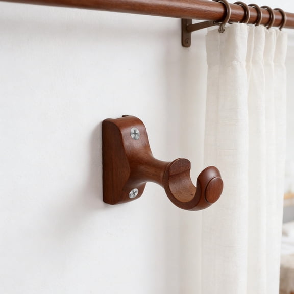Alasum Khaki Wooden Drapery Rod Brackets Strong and Stylish for Home 2Pcs
