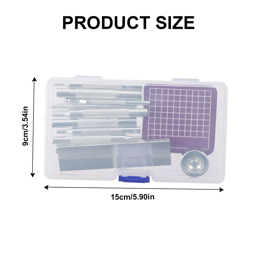 Geemin 12Pcs Hollow Punching Set with Base and Cutting Mat, Round Hole Puncher