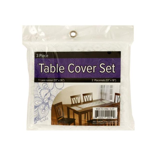 Ensemble de Housse de Table en Dentelle OL411-16 avec Sets de Table - 16 Pièces