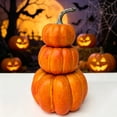 thumbnail image 3 of SUYOLL 3 Tier Stacked Pumpkin Realistic Foam Pumpkin Stack With Fall Halloween Decorations Indoor Tabletop Centerpiece Ornament Decal, 3 of 5
