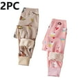 thumbnail image 2 of 2Pc Boys and Girls Winter Legging Pants Children Cute Print Velvet Lined Thickened Trousers Casual Elastic Waist Comfortable Pant Brown 3 Years, 2 of 5