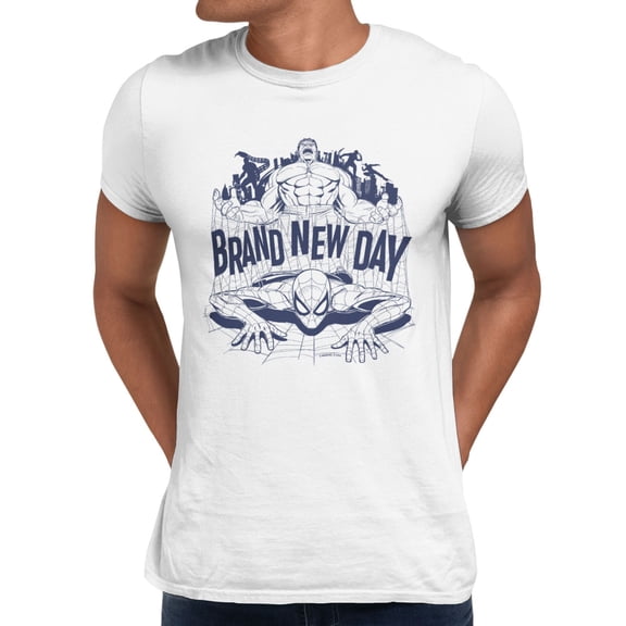 Marvel Spider-Man Brand New Day Men's Hulk & Spidey Line Web Art T-Shirt (Bright White, S-XXXL)