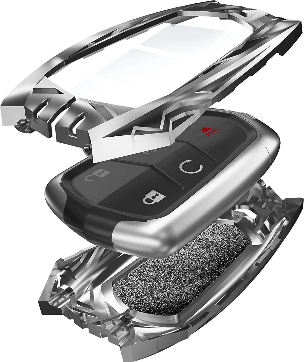 Metal Key Fob Cover for Cadillac, for 2015-2019 Cadillac Escalade CTS SRX XT4 ATS STS CT6 SRX 5-Buttons Full Protection