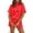 Red, variant on Carlikeit Casual Summer Matching Set for Women, Ribbed Short Sleeve Top and Shorts Outfit with Pockets, Loose Fit Cruise and Vacation Lounge Set