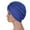 Blue, variant on Herrnalise Women Fashion Solid Beading India Hat Muslim Ruffle Beanie Turban Wrap Cap