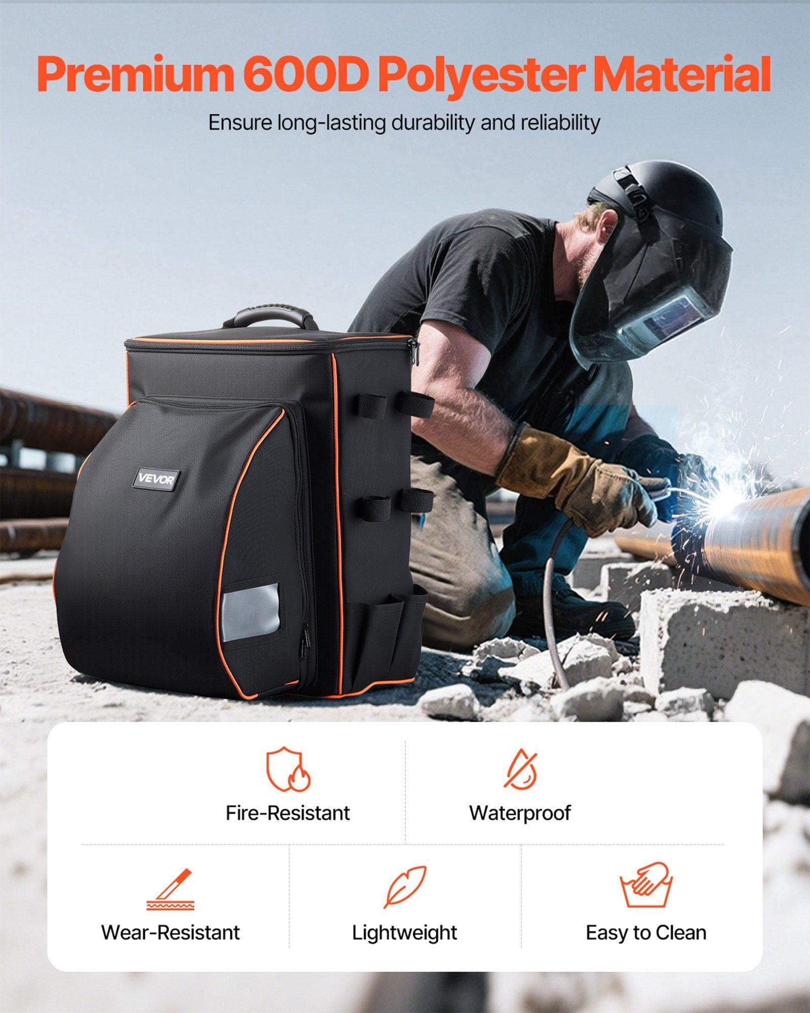 35.6L Welding Backpack 600D Polyester Welder Backpack for Tools and Helmet