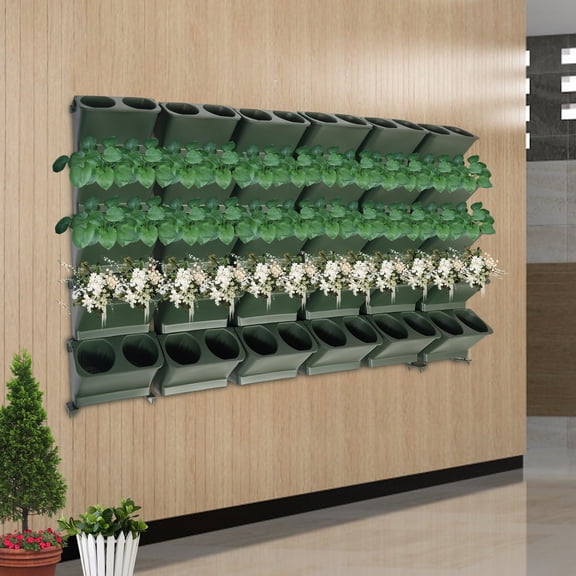 30pcs Green PP Wall-Mounted Flowerpot Hydroponics Automatic Water-Absorbing Flowerpot Vertical Greening Wall