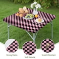 thumbnail image 4 of Black and Pink Checkerboard Pattern Square Fitted Tablecloth with Elastic Edge,Square Table Cover,Washable Elastic Table Cover for Home Kitchen Party Decor 36"x36", 4 of 6