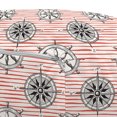 thumbnail image 3 of Nautical Pouf Cover with Zipper, Ocean Theme Hand Drawn Ship Steering Wheel and Sea Compass Pattern Pink Lines, Soft Decorative Fabric Unstuffed Case, 30" W X 17.3" L, Multicolor, by Ambesonne, 3 of 5