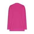 thumbnail image 4 of Tops for Women Plus Size Pleated Collar V-Neck Solid Color Casual Loose Long-sleeved Top Hot Pink XL, 4 of 5