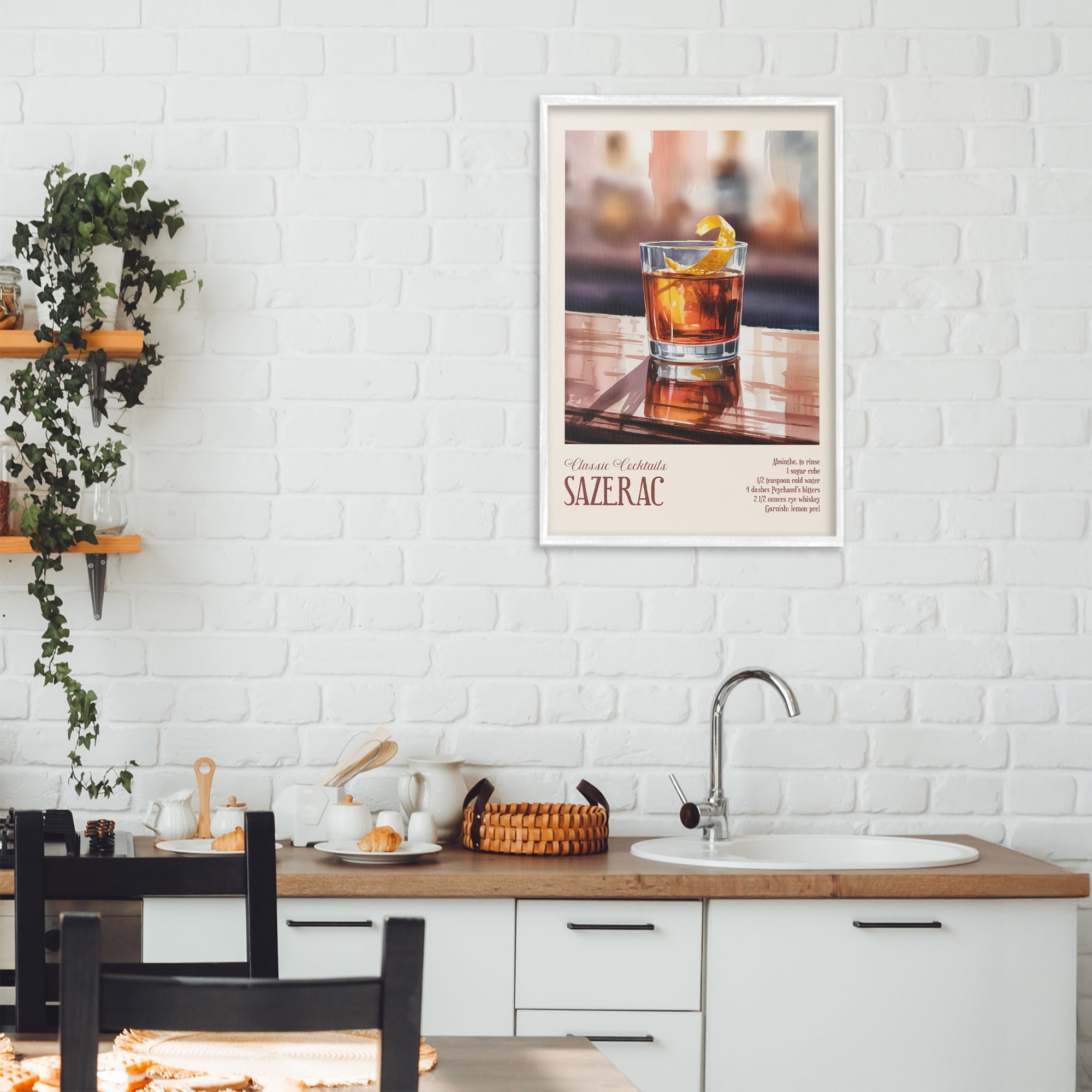 Stupell Industries Sazerac on Reflective Surface White Framed Giclee Art, design by Andreas Magnusson