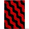 thumbnail image 2 of Allstar Red Shaggy Area Rug with 3D Black Wavy Design. Contemporary Formal Tween Hand Tufted (5' x 7'), 2 of 7