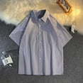 thumbnail image 6 of WREESH Men's Casual Striped Button Down Shirts Short Sleeve Fashion Top with Striped Design Blue, 6 of 9