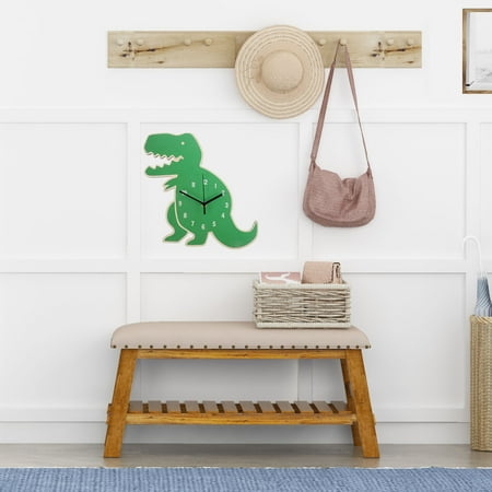 OUNONA Cute Dinosaur Shape Wall Clock Green Wooden Non Ticking Time Display Decorative Item for photo OUNONA Cute Dinosaur Shape Wall Clock Green Wooden Non Ticking Time Display Decorative Item for