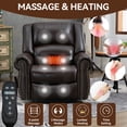 thumbnail image 3 of Dual Motor Power Lift Chair, Lay Flat Recliner Chair, Electric Recliner with Massage and Heat for Elderly, Remote Control, Infinite Position, Standing Assistance, USB Ports, Genuine Leather, Brown, 3 of 9