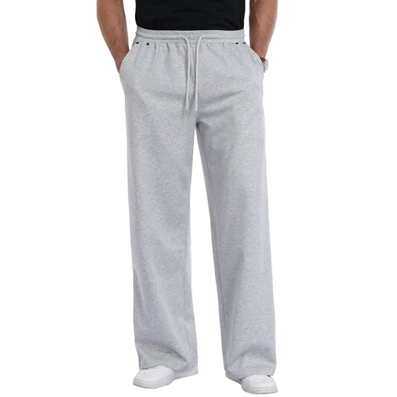 GIRUNS Mens Sweatpants Baggy Wide Leg Soft Stretch Casual Sweatpants For Men With Pockets Gray L