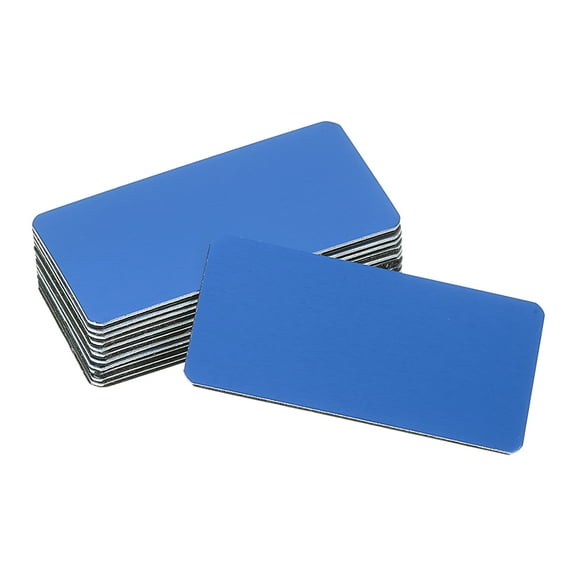 Uxcell 12 Pcs Blank Name Plates, 2 x 1" Engraved Metal Name Plate Laser Strong Adhesive Nameplate Anodized Aluminum Custom Blank Plates for Signs DIY Crafts, Blue