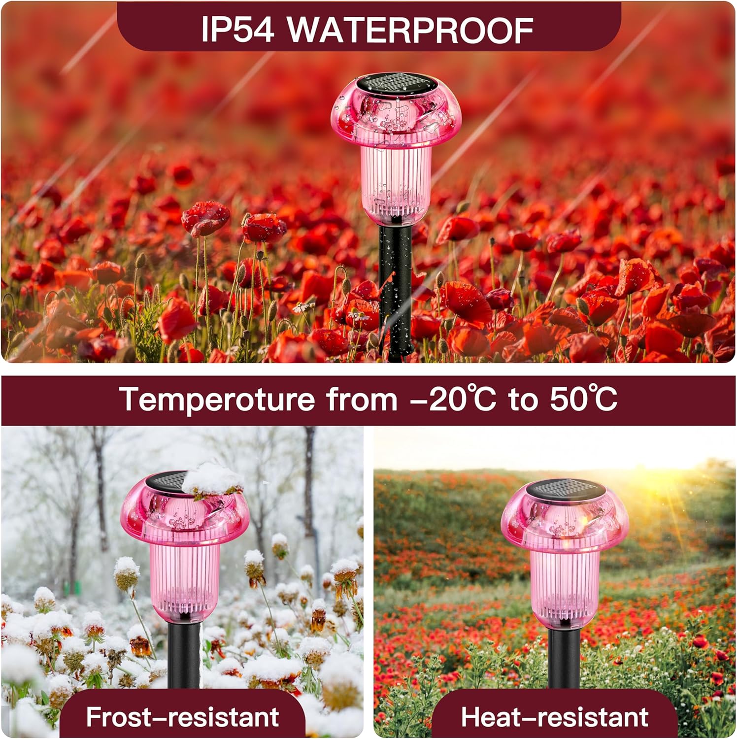 Mushroom Solar Lights Outdoor 8 Pack Halloween Decorations LED Landscape Lighting Waterproof Garden Stake Lights, Solar Landscape Lights for Outside Yard, Garden, Landscape, Path, Patio