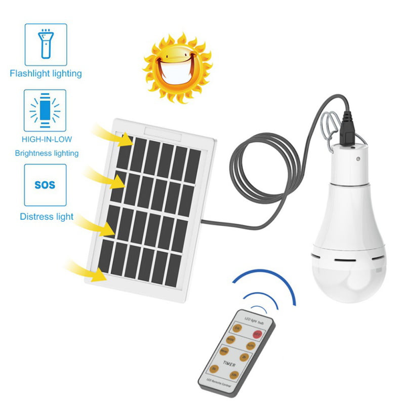 Solar Panel Powered LED Bulb Light Portable Outdoor Camping Tent Energy Lamp 20w 