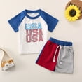 thumbnail image 4 of Icvfdpl Baby Boys Clothes Set Girls Short Sleeve Independence Day Letter Prints T Shirt Tops Patchwork Shorts Lovely Outwear 2-3 Years, 4 of 7