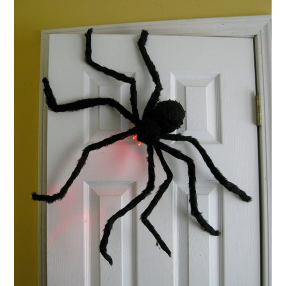 Prextex Halloween Decoration-Huge 4 Ft. Black Hairy Spider | Tarantula with LED Eyes for Halloween Haunt Decor Best Halloween Decoration | Outdoor Halloween Decor. Halloween party decoration