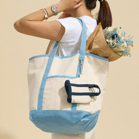 Large Multi Classic Canvas Tote Bag
