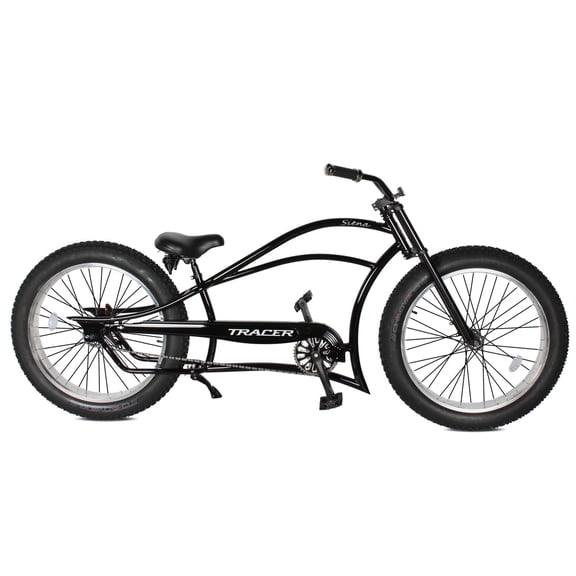 Tracer Siena Stretch Beach Cruiser Bike, 26 inch Wheels, 3.0 Fat Tires, Coaster Brake, Low Handlebar, for Adult, Black