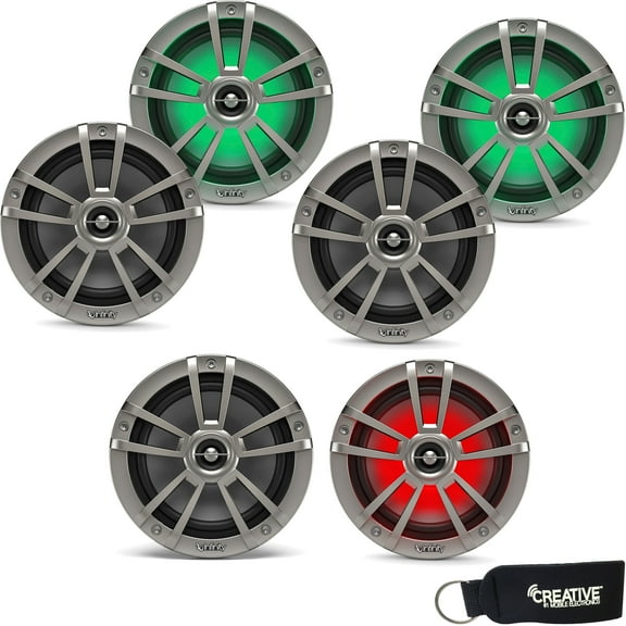 Infinity Marine Bundle - Three Pairs of Infinity 622MLT Marine 6.5 Inch RGB LED Coaxial Speakers - Titanium