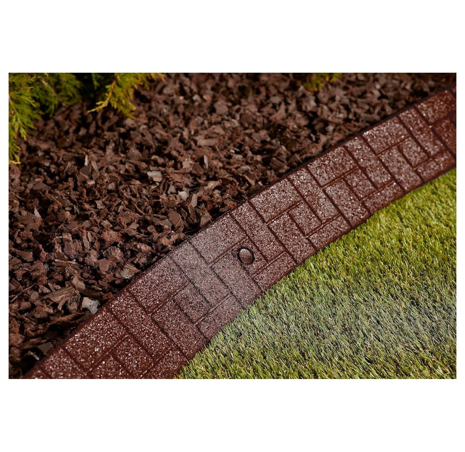 Premium Rubber Angled Terracotta Landscape Edging - 4 ft. Long, 3.5 in. High 4 in. Deep - 4 Pack (Brown)