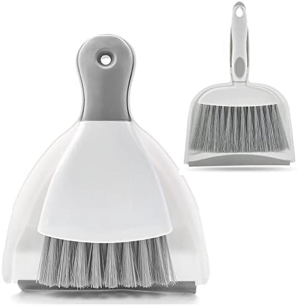 Mini Broom and Dustpan Set,Dustpan and Brush Set,Mini dust Pans with Brush Dust Pan and Brush Set for Table, Desk, Countertop, Key Board, Cat, Dog and Other Pets White White White