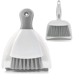 Mini Ensemble de balais et de pans de poussière, ensemble de dustpan et de brosse,Mini poêlons avec pinceau poêlé et pinceau pour table, bureau, comptoir, clavier, chat, chien et autres animaux de compagnie Blanc blanc