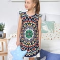 thumbnail image 4 of Balery Colorful With Blue Oriental Camisón de princesa para niñas, pijama de algodón con mangas abullonadas, suave y bonito.-Small, 4 of 6