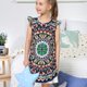 thumbnail image 4 of Balery Colorful With Blue Oriental Camisón de princesa para niñas, pijama de algodón con mangas abullonadas, suave y bonito.-Large, 4 of 6