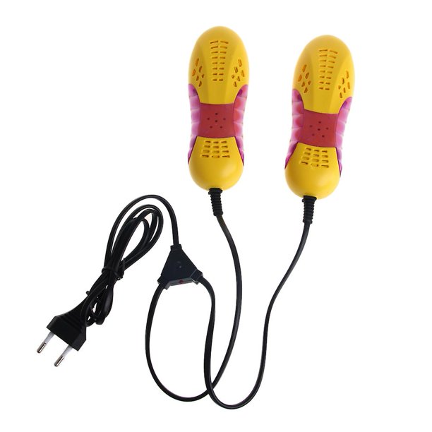 Yellow 220v 10w enchufe de la UE forma de coche de carreras luz violeta secador de zapatos olor desodorante calentador
